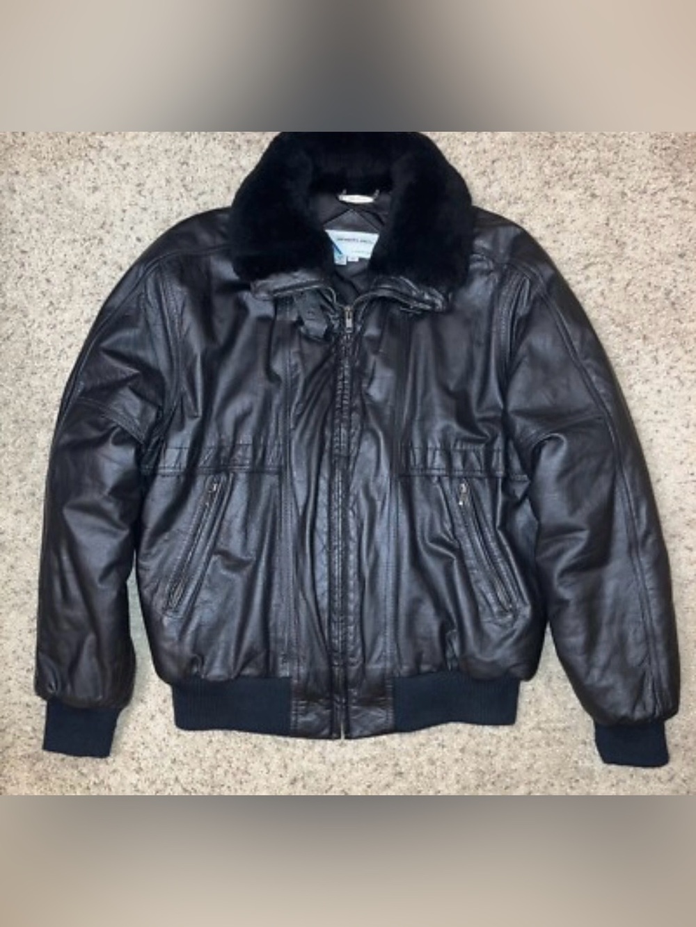 MEMBERS ONLY Leather
Jacket BOMBER / FLIGHT
Moto BLACK - Sz 42Vintage